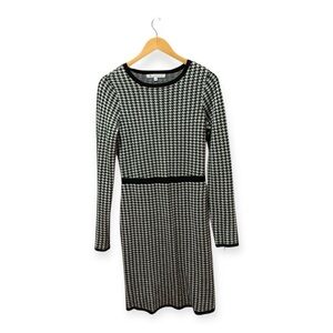 MiXi by Heidi Weisel Houndstooth Knit Sweater Dress Long Sleeve Women M